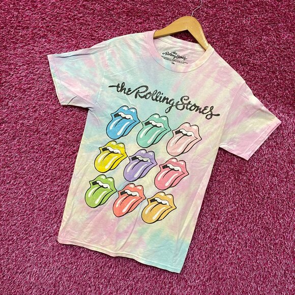 The Rolling Stones  Pastel Tie Dye Rock Tshirt size Small - Picture 3 of 5